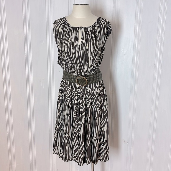 Addition Elle Dresses & Skirts - ADDITION ELLE Zebra Print Pleated Midi Dress with Coordinating Belt